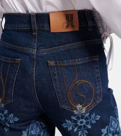 La Doublej Partenope Printed High-rise Flared Jeans In Blue