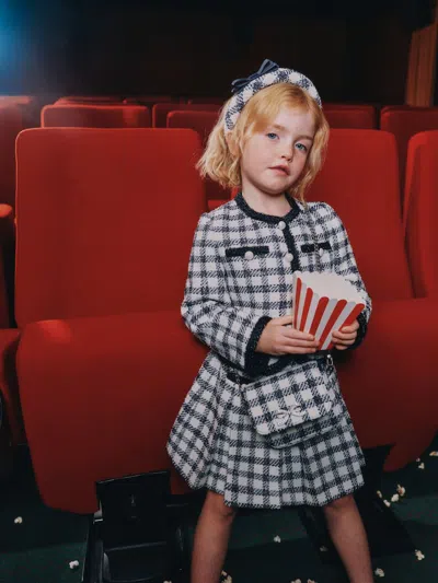 Self-portrait Checked Bouclé Jacket In Black