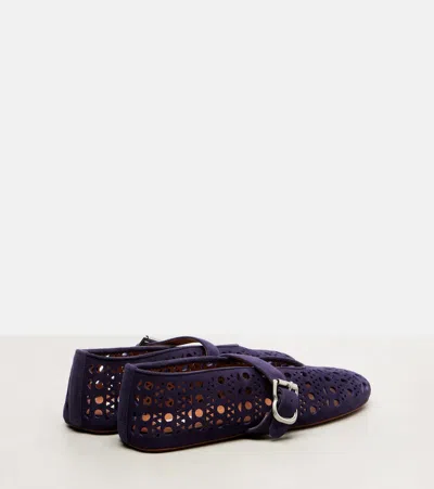 Alaïa Vienne Suede Ballet Flats In Purple