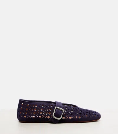 Alaïa Vienne Suede Ballet Flats In Purple