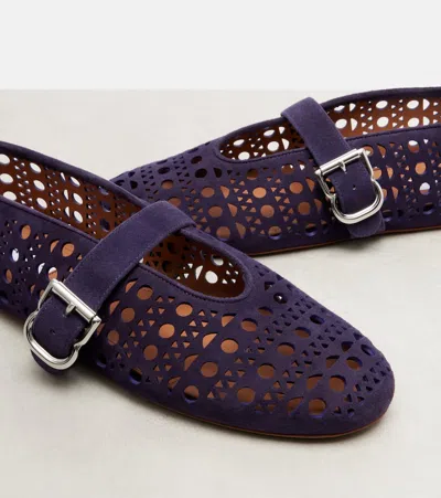 Alaïa Vienne Suede Ballet Flats In Purple