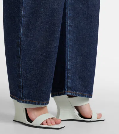 Alaïa 110 Suede Wedge Mules In White