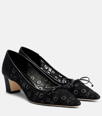 Manolo Blahnik Martebal 50 Lace Bow-detail Pumps In Black
