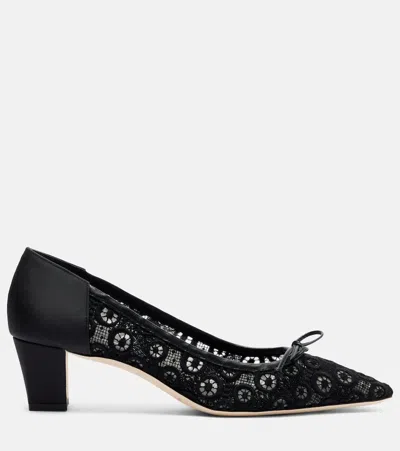 Manolo Blahnik Martebal 50 Lace Bow-detail Pumps In Black