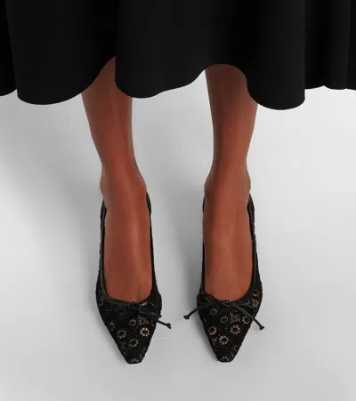 Manolo Blahnik Martebal 50 Lace Bow-detail Pumps In Black