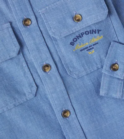 Bonpoint Eddy Logo Cotton Shirt In Blue