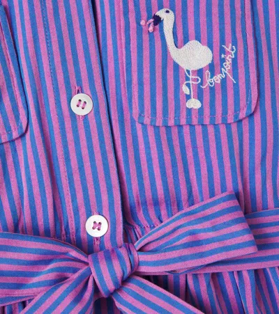 Bonpoint Gisele Striped Embroidered Dress In Purple