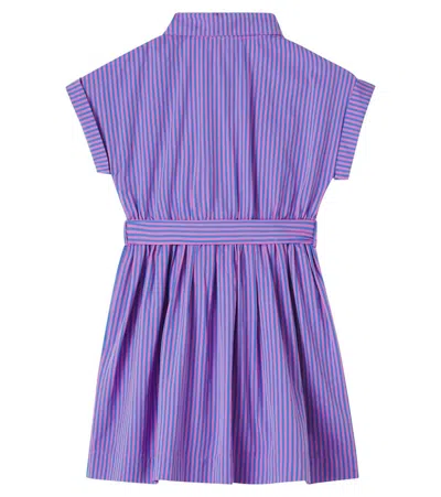 Bonpoint Gisele Striped Embroidered Dress In Purple