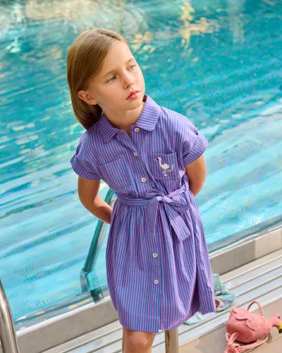 Bonpoint Gisele Striped Embroidered Dress In Purple
