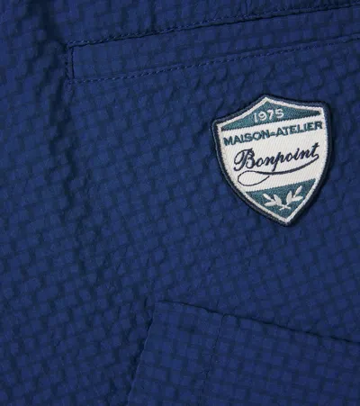 Bonpoint Ethan Checked Patch-appliqué Shorts In Blue