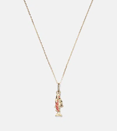 Stone And Strand 14kt Gold Pendant Necklace With Orange Sapphires In Gold