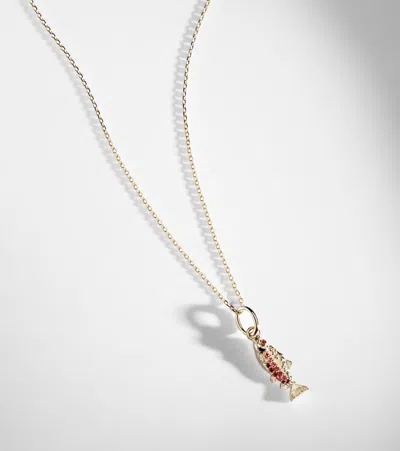 Stone And Strand 14kt Gold Pendant Necklace With Orange Sapphires In Gold