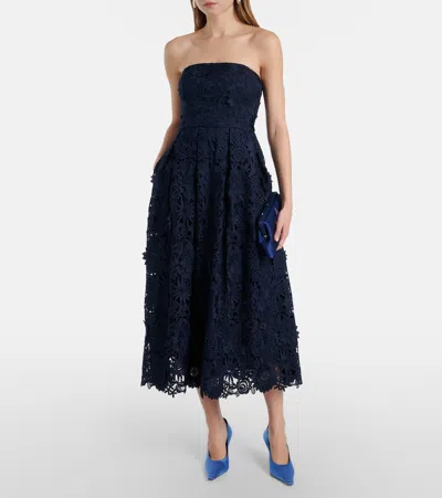 Rotate Birger Christensen Lace Midi Dress In Blue