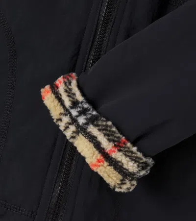 Burberry Check Reversible Teddy Jacket In Black