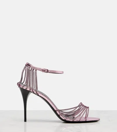 Saint Laurent Babylone 90 Leather-trimmed Sandals In Pink