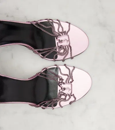Saint Laurent Babylone 90 Leather-trimmed Sandals In Pink