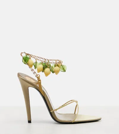 Saint Laurent Mon Chéri 110 Leather Slingback Sandals In Yellow