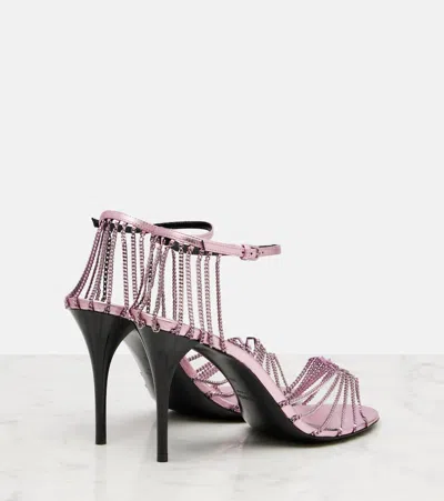 Saint Laurent Babylone 90 Leather-trimmed Sandals In Pink