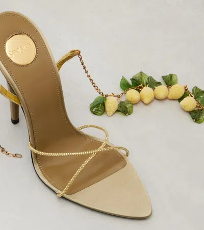 Saint Laurent Mon Chéri 110 Leather Slingback Sandals In Yellow