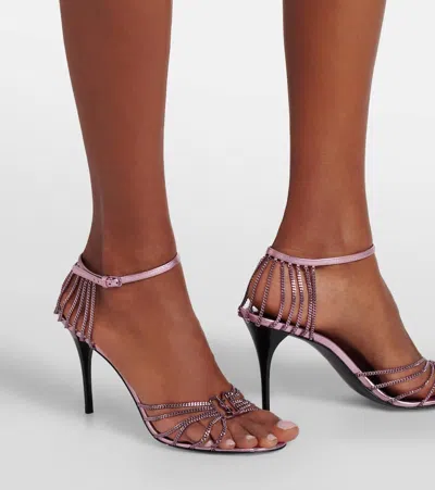 Saint Laurent Babylone 90 Leather-trimmed Sandals In Pink