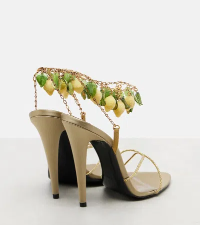 Saint Laurent Mon Chéri 110 Leather Slingback Sandals In Yellow