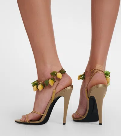 Saint Laurent Mon Chéri 110 Leather Slingback Sandals In Yellow