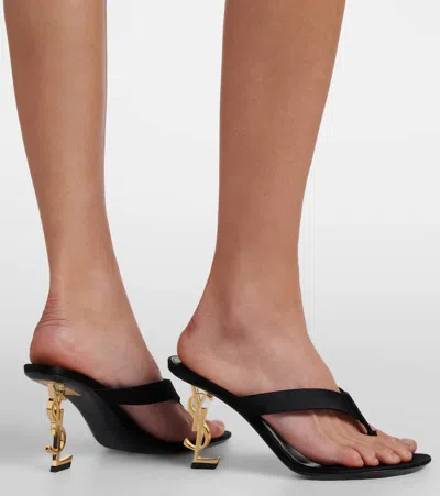 Saint Laurent Opyum 85 Satin Crêpe Mules In Black