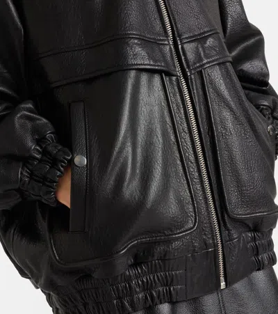 Nour Hammour Beck Leather Bomber Jacket In Black