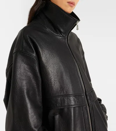 Nour Hammour Beck Leather Bomber Jacket In Black