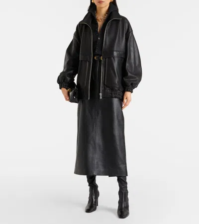 Nour Hammour Beck Leather Bomber Jacket In Black