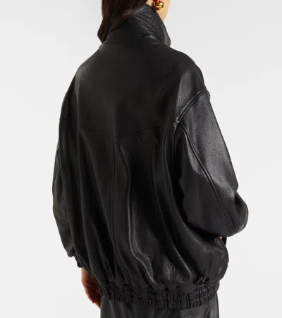 Nour Hammour Beck Leather Bomber Jacket In Black