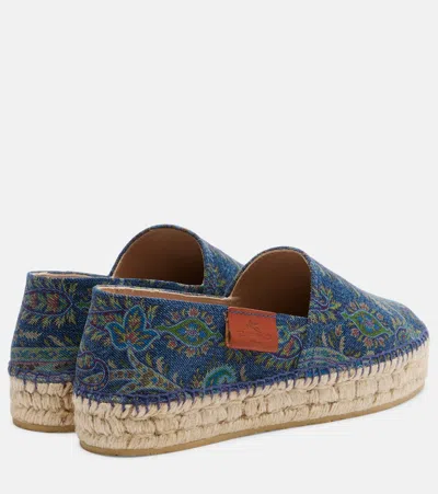 Etro Printed Canvas Espadrilles In Blue