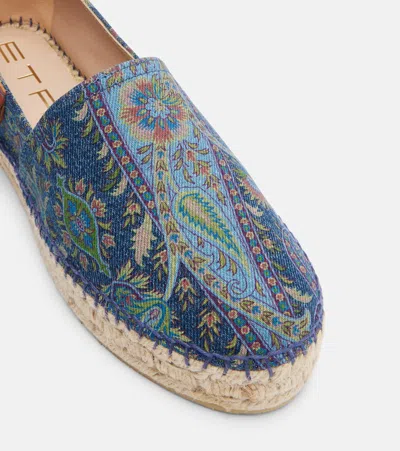 Etro Printed Canvas Espadrilles In Blue