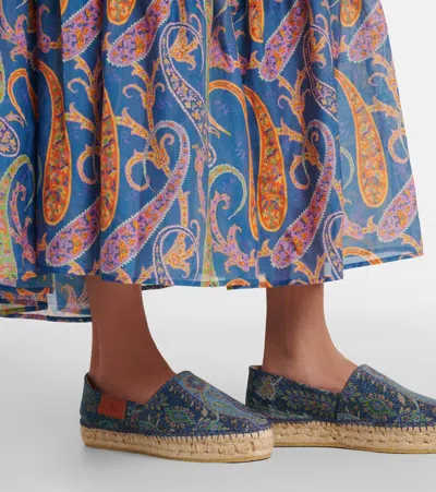 Etro Printed Canvas Espadrilles In Blue