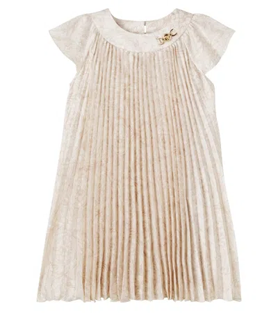 Versace Medusa '95 Barocco Pleated Twill Dress In Gray