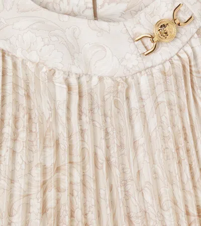 Versace Medusa '95 Barocco Pleated Twill Dress In Gray