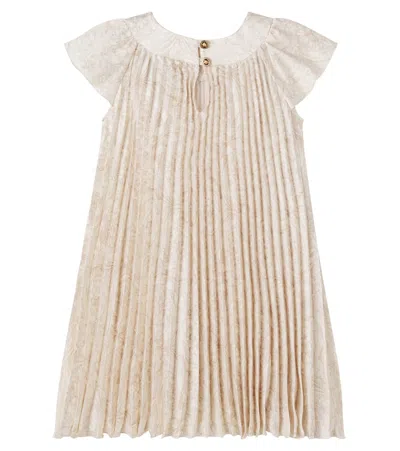 Versace Medusa '95 Barocco Pleated Twill Dress In Gray