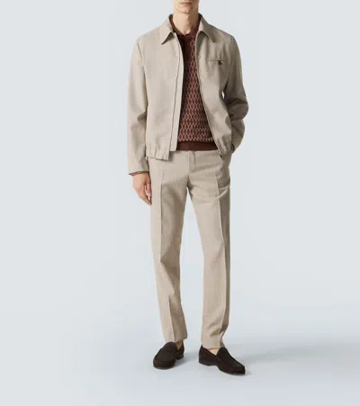 Slowear Jacquard Pattern Polo Shirt In Brown