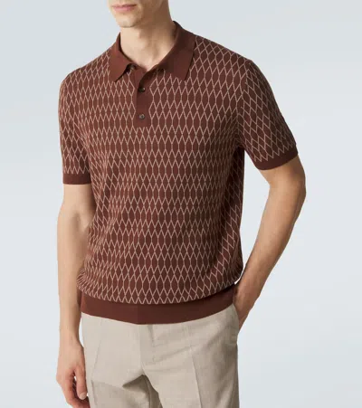 Slowear Jacquard Pattern Polo Shirt In Brown
