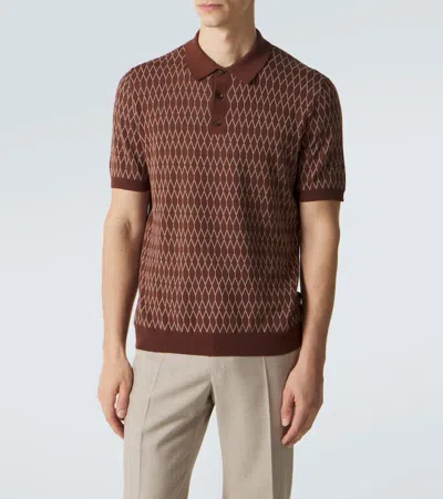Slowear Jacquard Pattern Polo Shirt In Brown