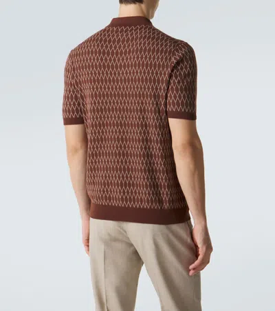 Slowear Jacquard Pattern Polo Shirt In Brown