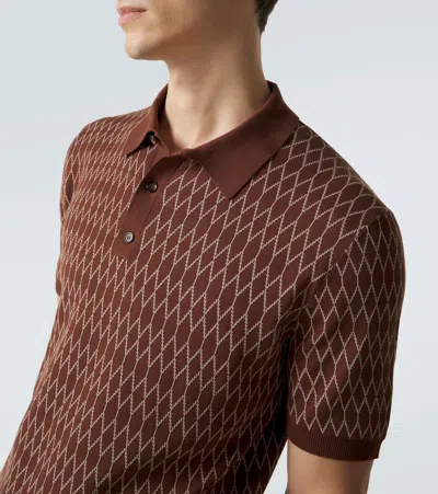 Slowear Jacquard Pattern Polo Shirt In Brown