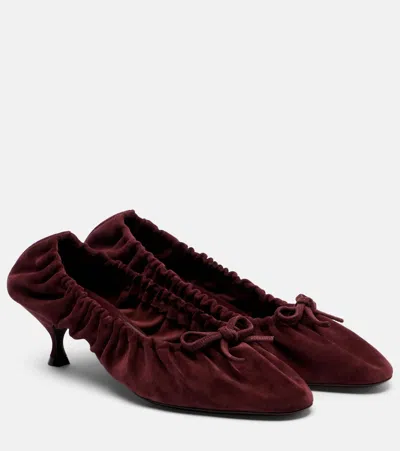 Herbert Levine Gather Around Ruched Suede Pumps In Burgundy
