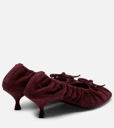 Herbert Levine Gather Around Ruched Suede Pumps In Burgundy