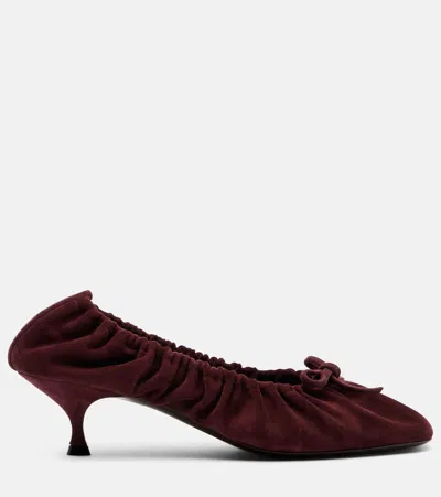Herbert Levine Gather Around Ruched Suede Pumps In Burgundy