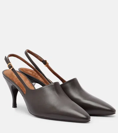 Herbert Levine Cover Up 80 Leather Slingback Pumps In Brown
