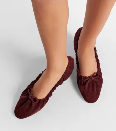 Herbert Levine Gather Around Ruched Suede Pumps In Burgundy