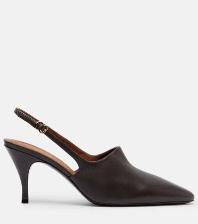 Herbert Levine Cover Up 80 Leather Slingback Pumps In Brown