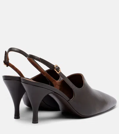 Herbert Levine Cover Up 80 Leather Slingback Pumps In Brown