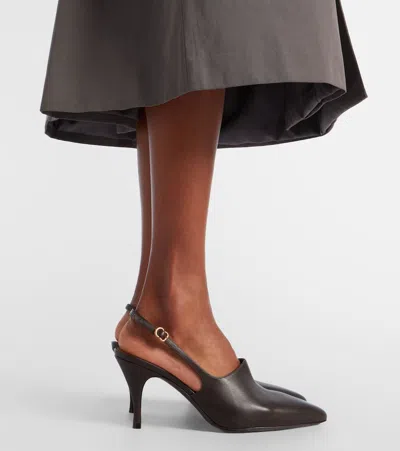 Herbert Levine Cover Up 80 Leather Slingback Pumps In Brown